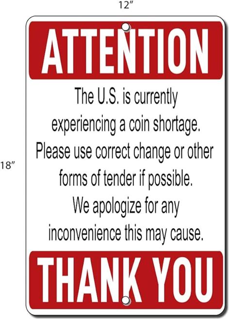 Coin Shortage Sign Printable